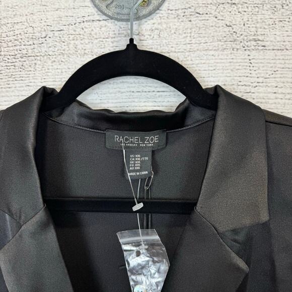 Rachel Zoe Plus Size Black Satin Button Up Long Sleeve Blouse Size XXL - Picture 2 of 7